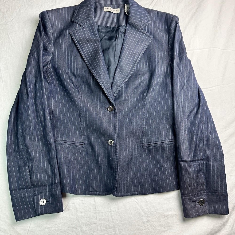 Valerie‎ Stevens Navy Pinstripe Blazer